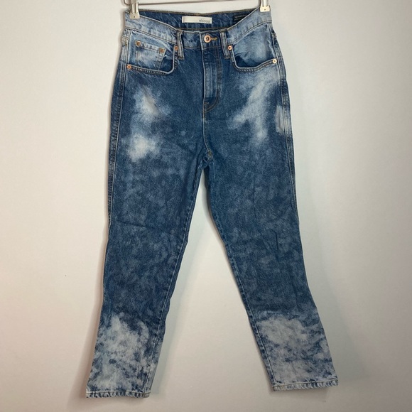 Ella Moss High Waist Straight Ankle Acid Wash Jeans - Picture 4 of 8